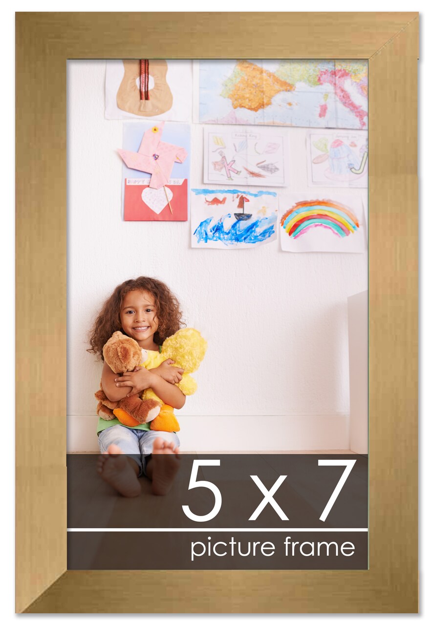 5x7 Solid Wood Picture Frame with UV-Resistant Acrylic & Acid-Free Backing, Available in 6 Finishes: Matte Black, Matte White, Metallic Bronze, Silver, Natural Wood Grain & Mahogany